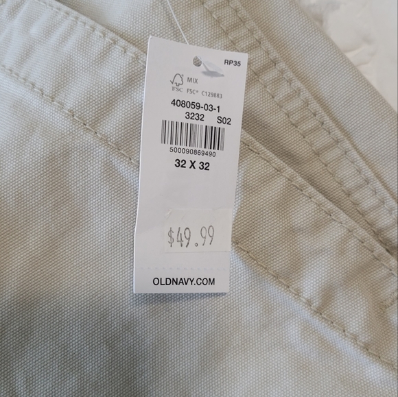 Old Navy Workwear Cargo Pants 32x32 Straight NWT Light Khaki 100% Cotton - Picture 11 of 11